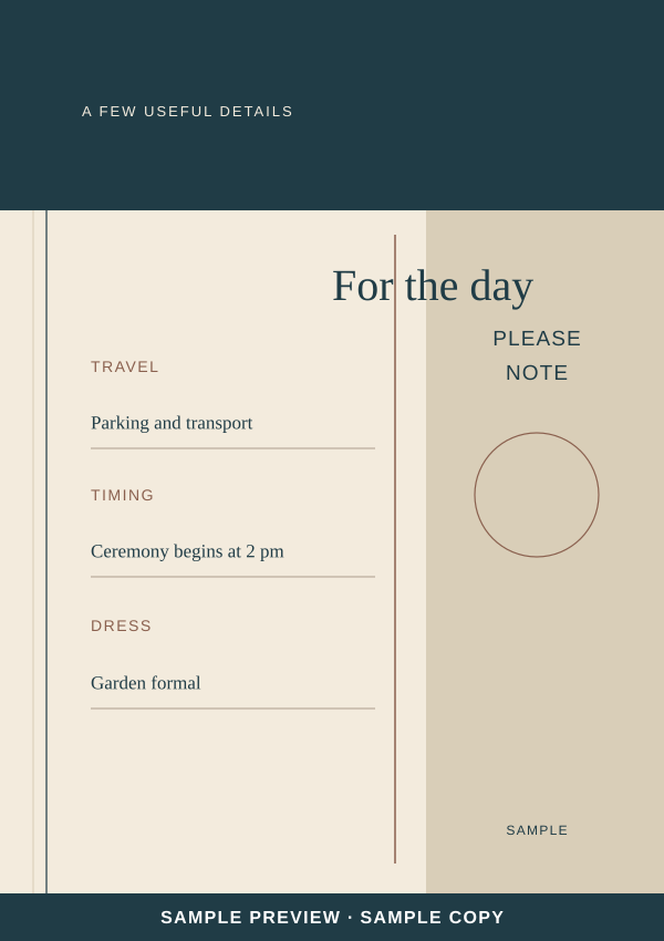 Tidal Line Details card artwork preview with clearly marked sample wording.